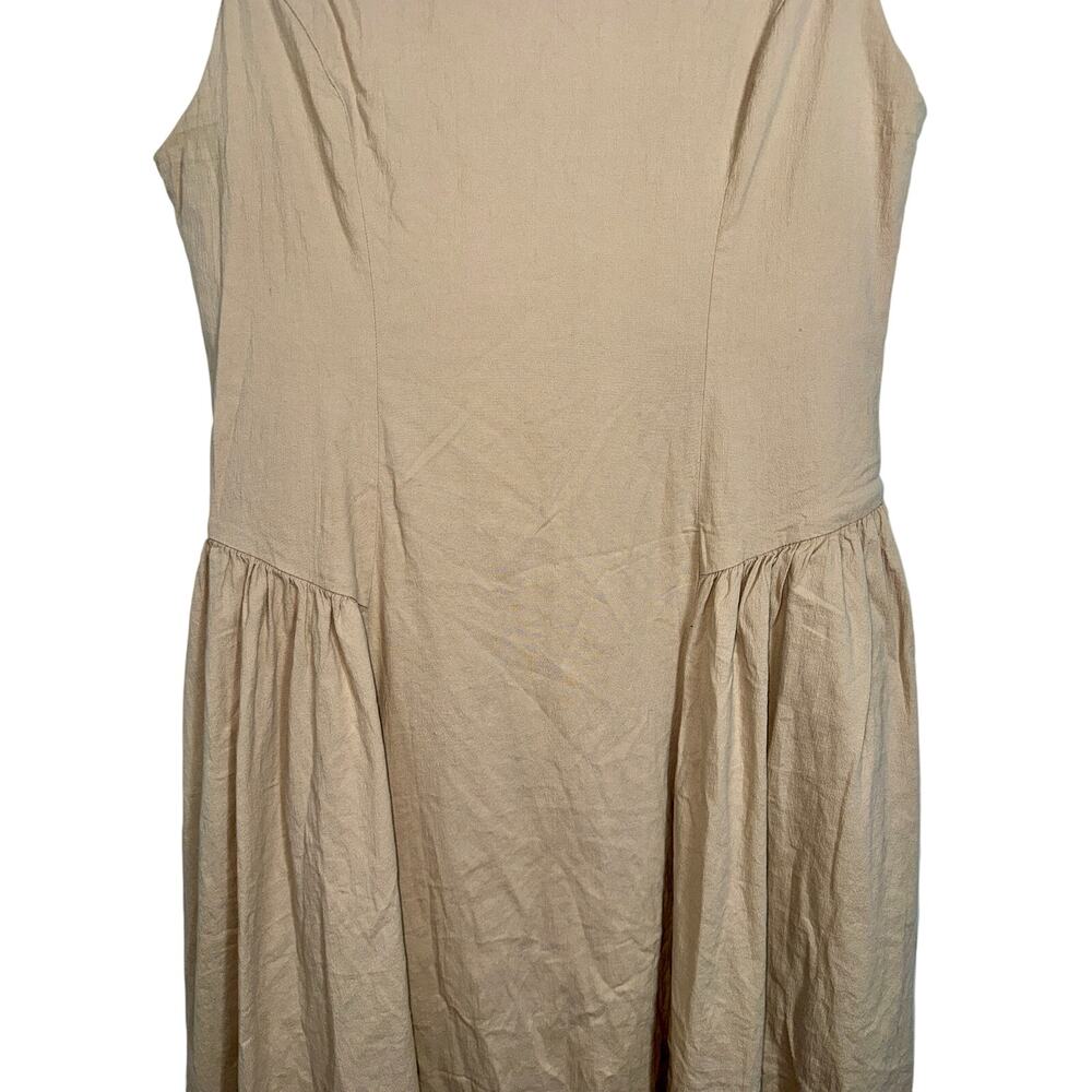 Abercrombie & Fitch Tan Beige Pleated Sleeveless Midi Dress Womens Size Large L - Picture 3 of 10